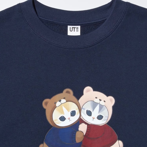 NWT UNIQLO x MOFUSAND - Navy Teddy Meow 🧸 Sweatshirt in S - Picture 4 of 5